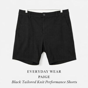 PAIGE Black Tailored Knit Shorts Men’s 32 Performance Stretch Flat Front